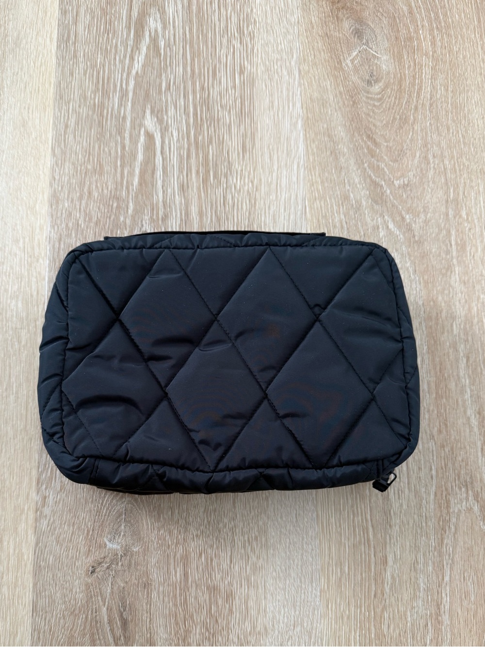 Quilted Black Pouch Cosmetic Bag